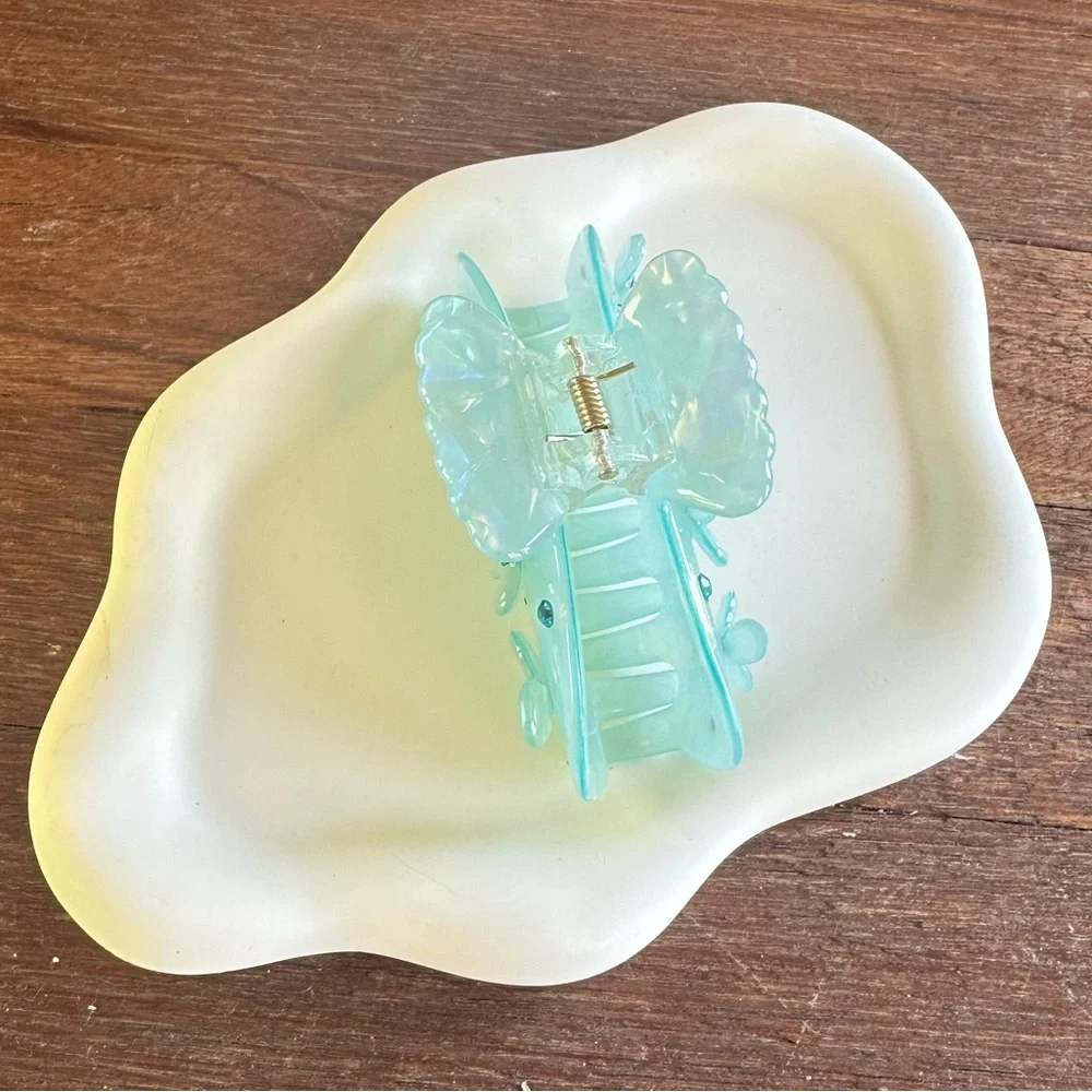 Y2K Blue Rhinestone Hair Claw Clip Acrylic Pastel Coquette Cute Hair Accessory